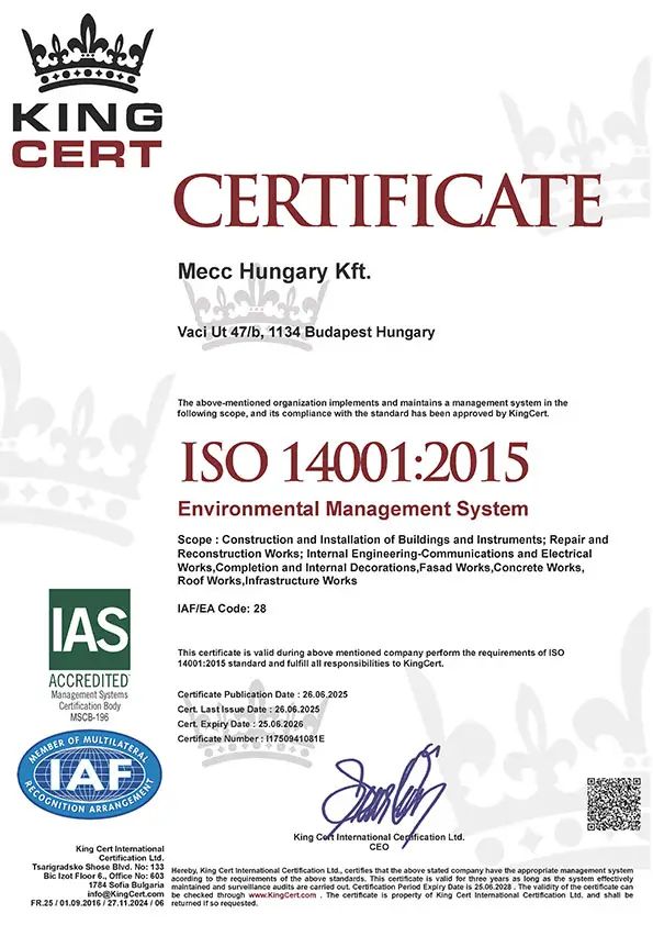 ISO 14001 certificate — Environmental Management System