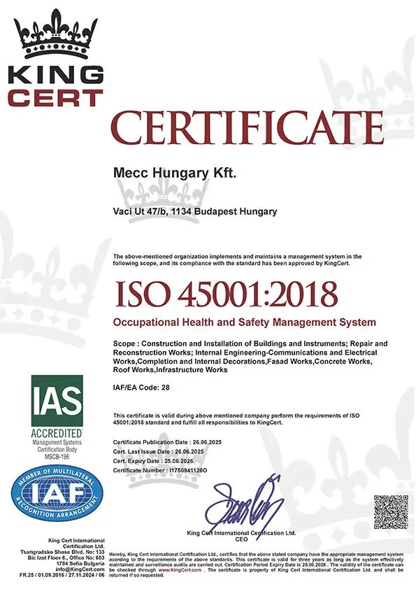 ISO 45001 certificate — Occupational Health & Safety