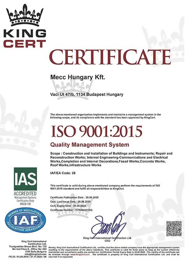 ISO 9001 certificate — Quality Management System